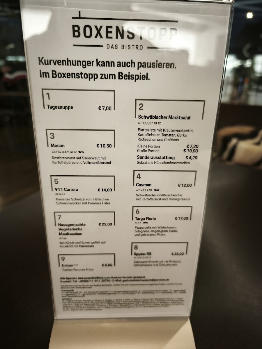 Boxenstopp STUTTGART Photo Menu 2