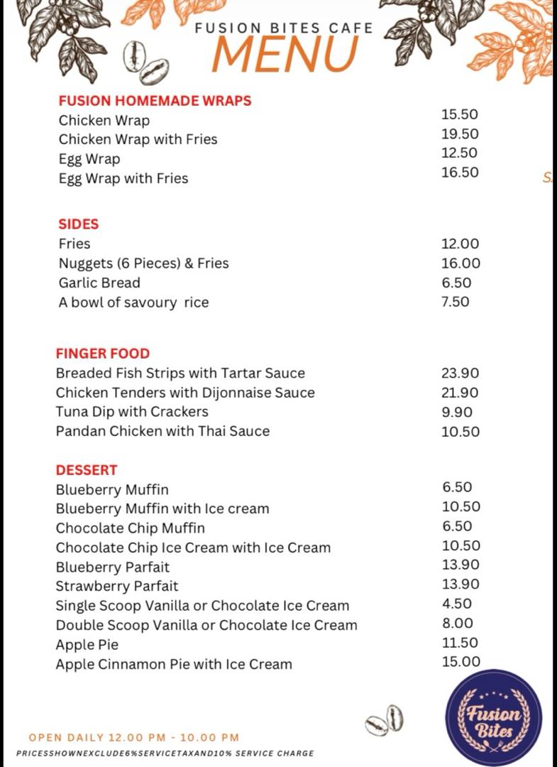 Fusion Bites Cafe Photo Menu 1