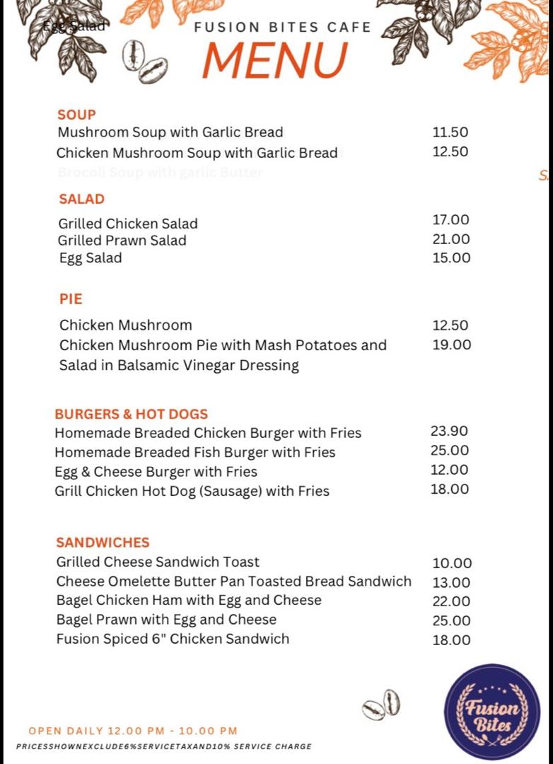 Fusion Bites Cafe Photo Menu 2