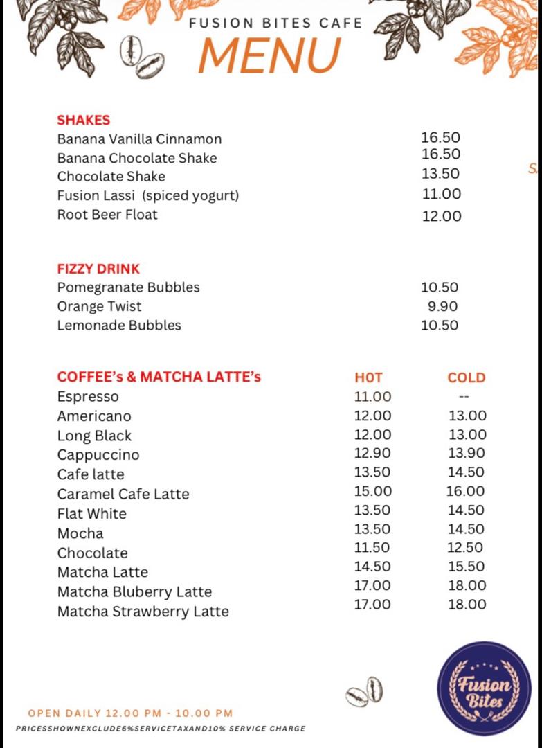 Fusion Bites Cafe Photo Menu 3