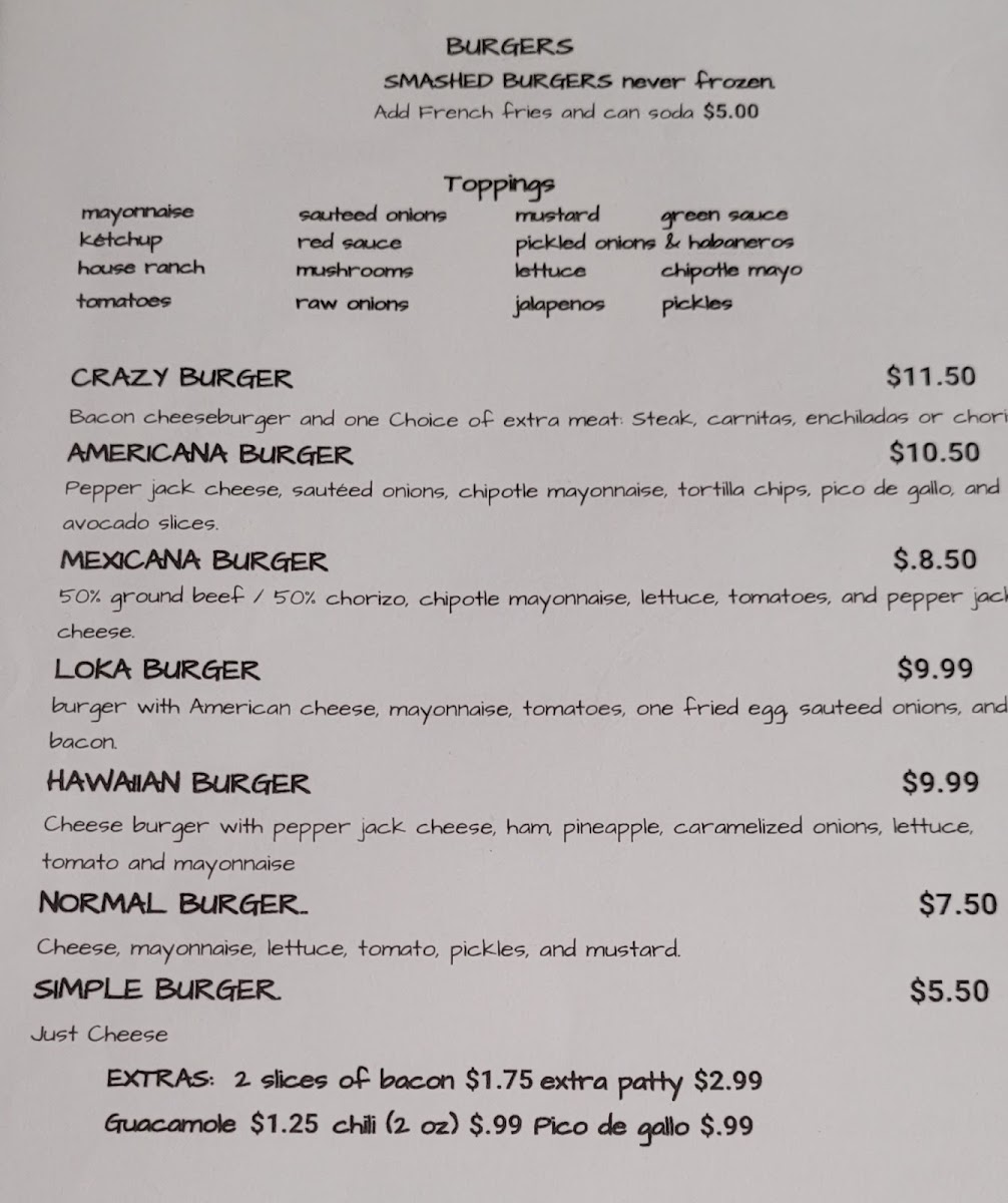 Crazy Tacos And Burgers Photo Menu 3