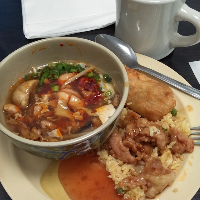 Hot and Sour Soup with Rice and Chicken on the Side