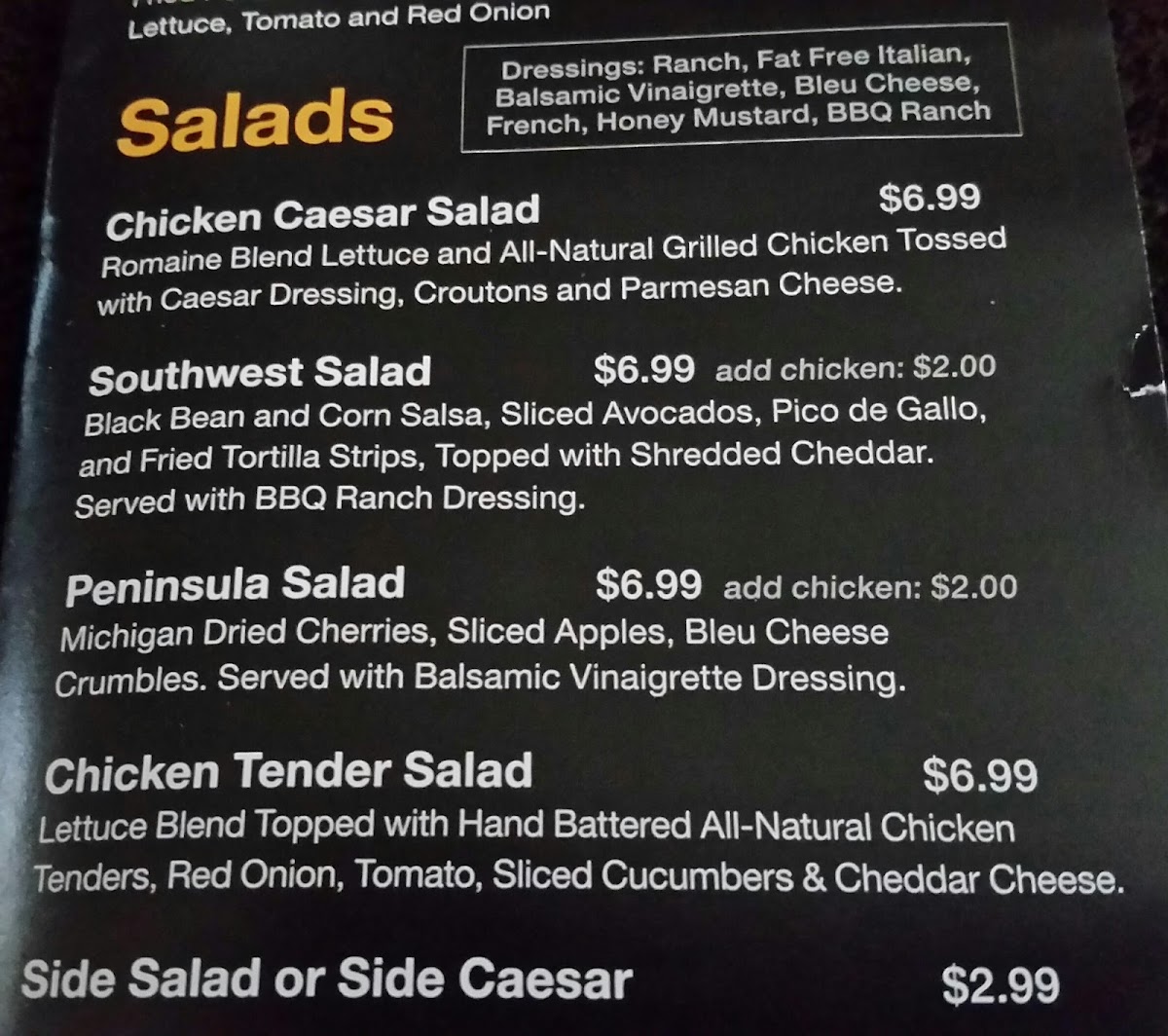 Freakin' Unbelievable Burgers Photo Menu 6
