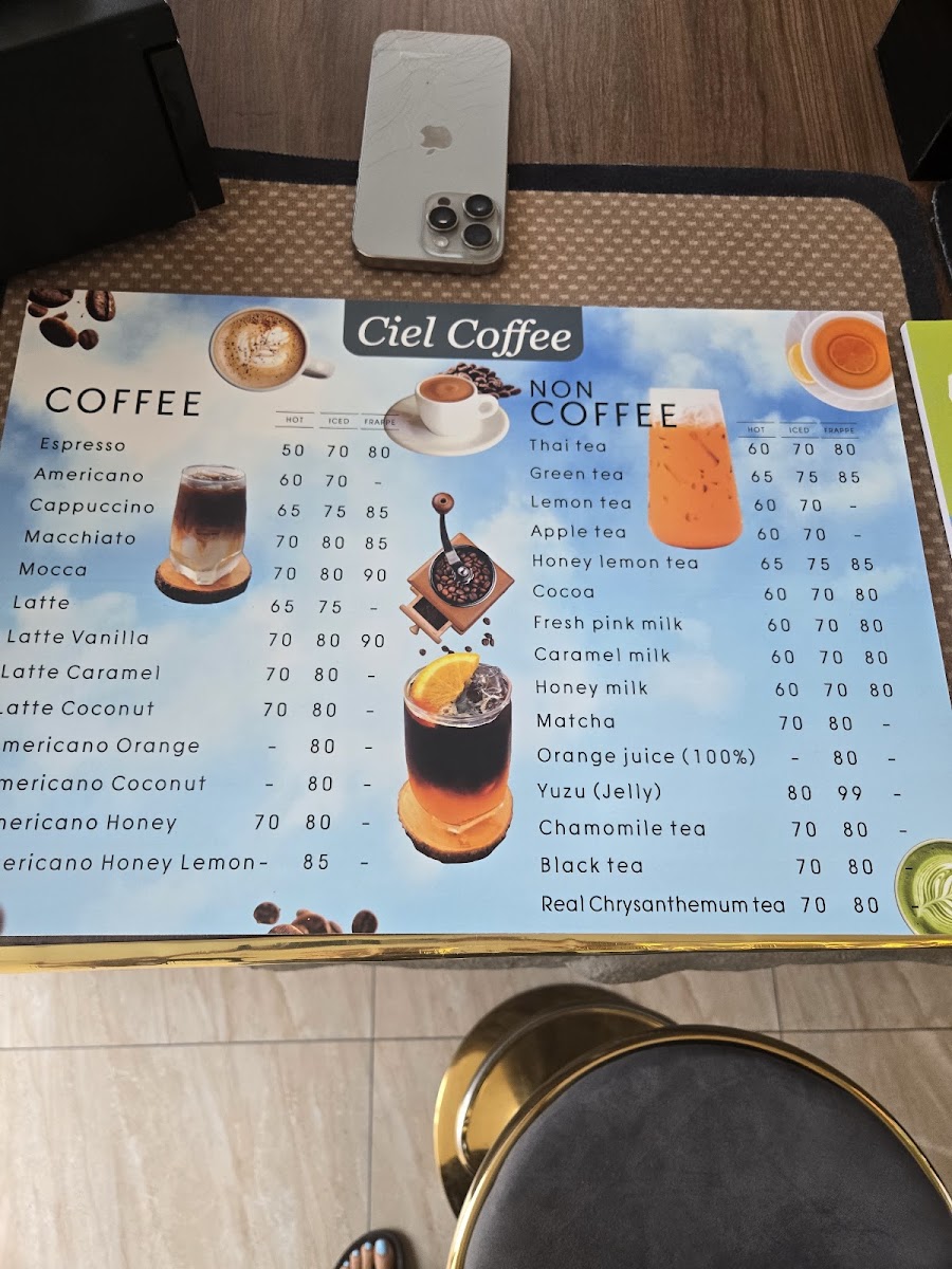 Ciel Coffee Photo Menu 1