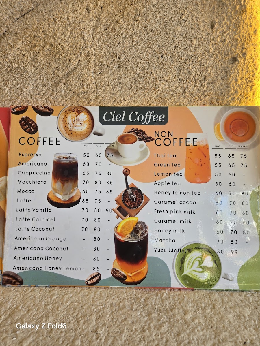 Ciel Coffee Photo Menu 3