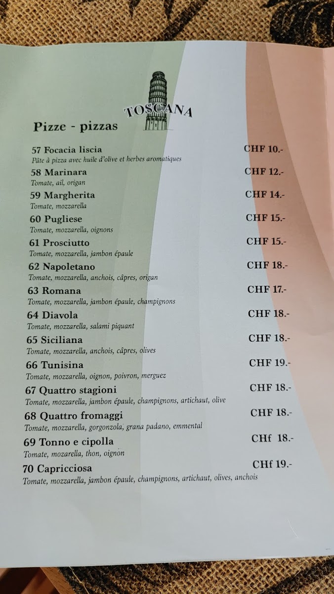 Restaurant & Pizzeria Toscana Photo Menu 1