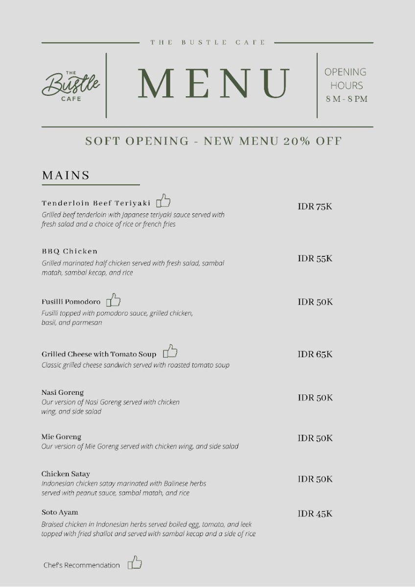The Bustle Cafe Photo Menu 1