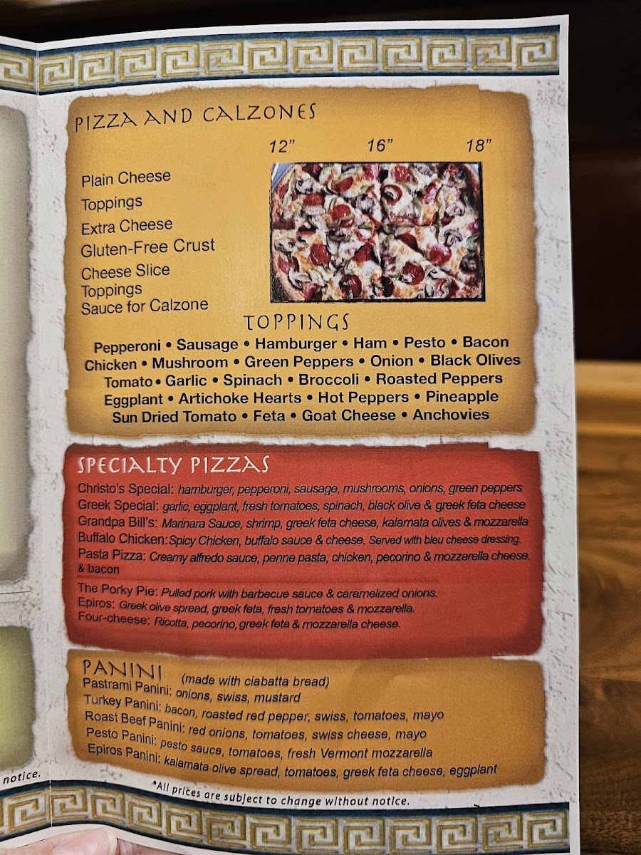 Christos' Pizza and Pasta Photo Menu 5