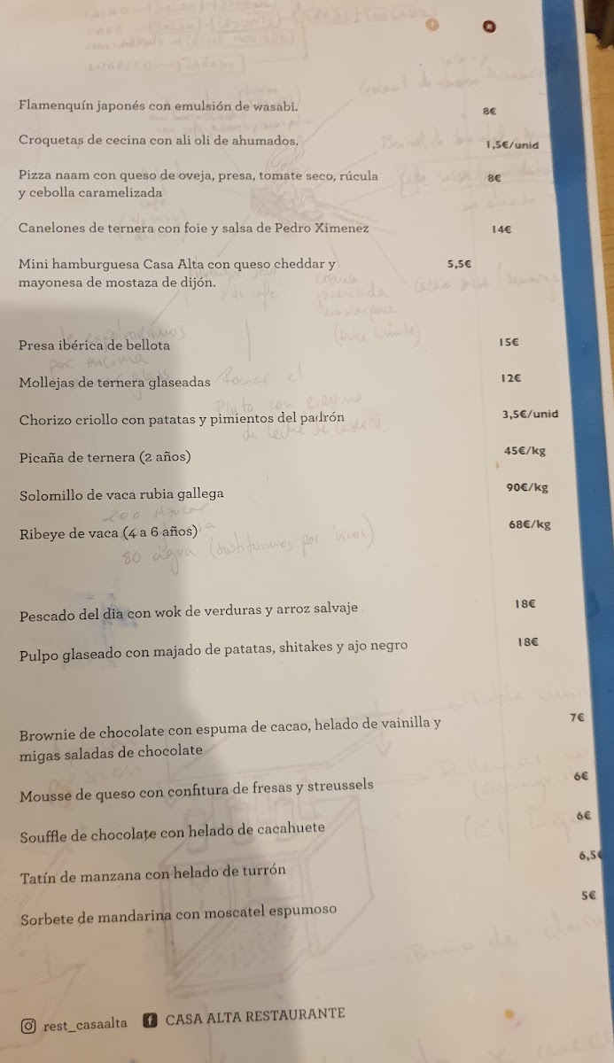 Restaurante Casa Alta Photo Menu 2