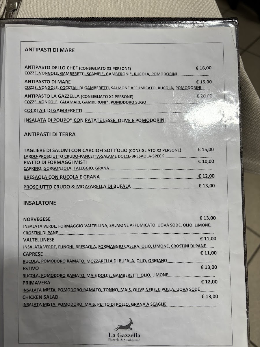 La Gazzella Pizzeria & Steakhouse Photo Menu 2