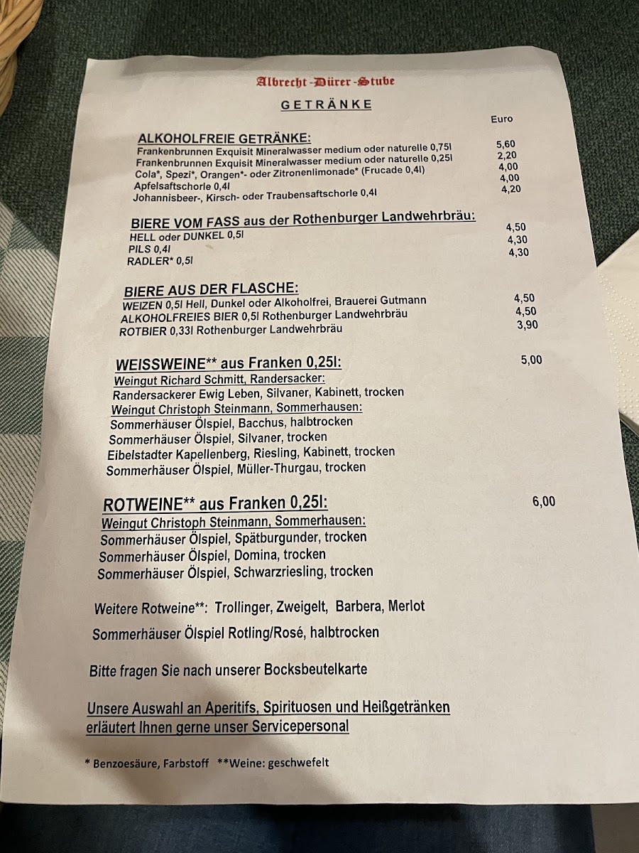 Albrecht-Dürer-Stube Photo Menu 2
