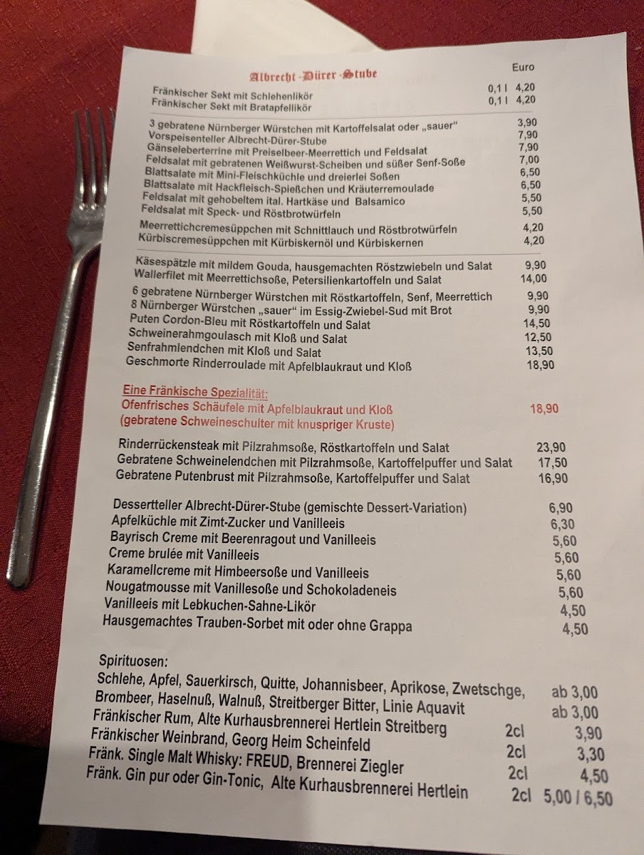 Albrecht-Dürer-Stube Photo Menu 3