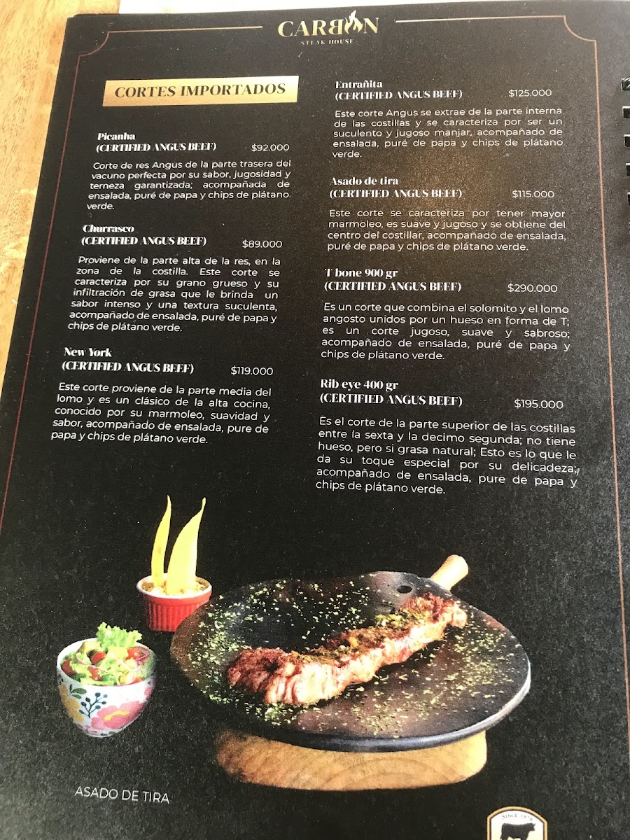 Carbón Steak House Photo Menu 2