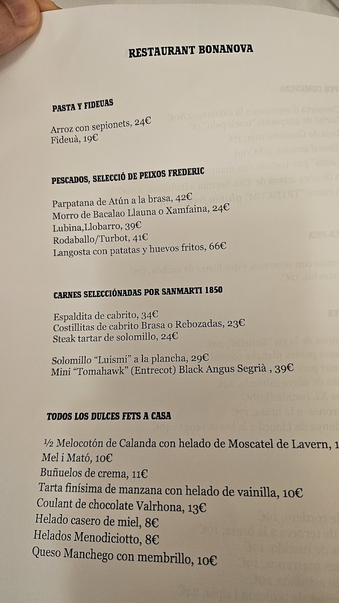 Restaurant Bonanova Photo Menu 1