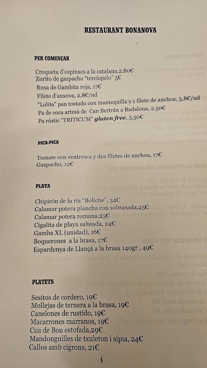 Restaurant Bonanova Photo Menu 2