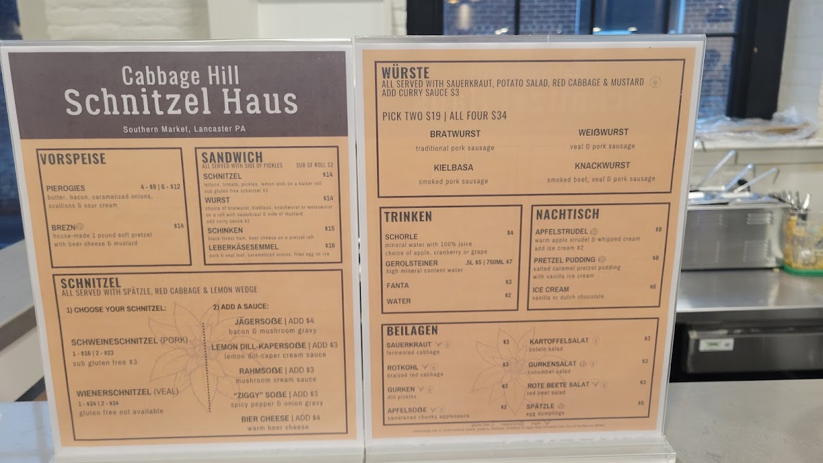 Cabbage Hill Schnitzel Haus Photo Menu 1