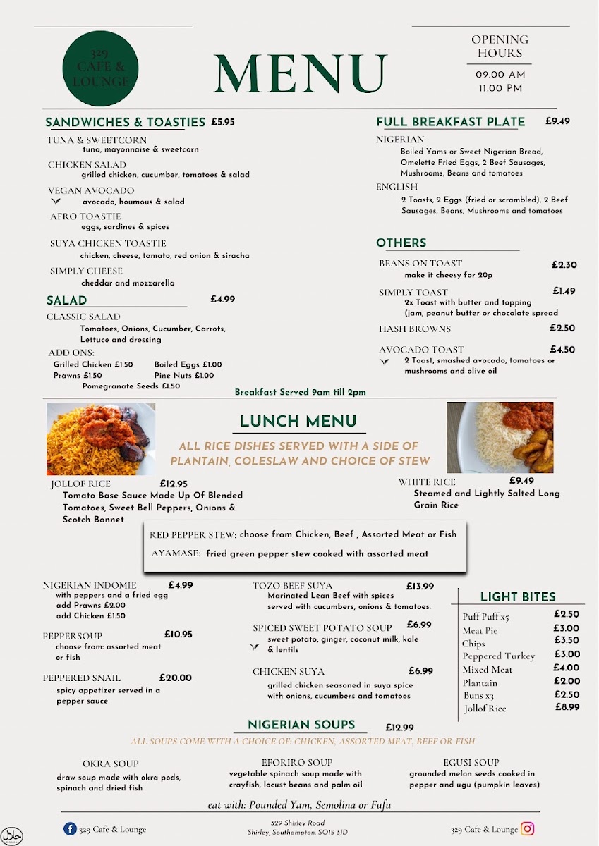 329 Cafe and lounge Photo Menu 1