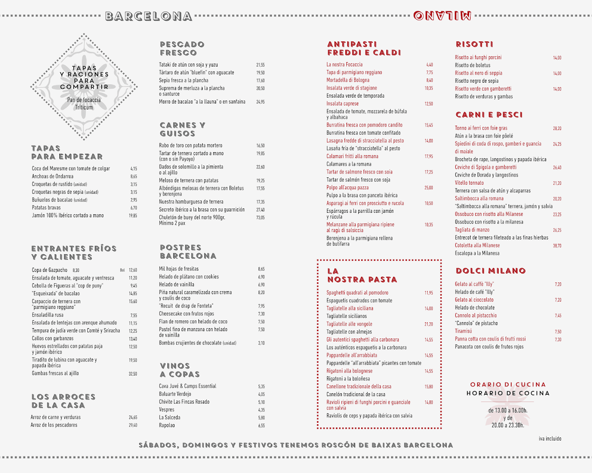 Restaurant BarcelonaMilano Photo Menu 1