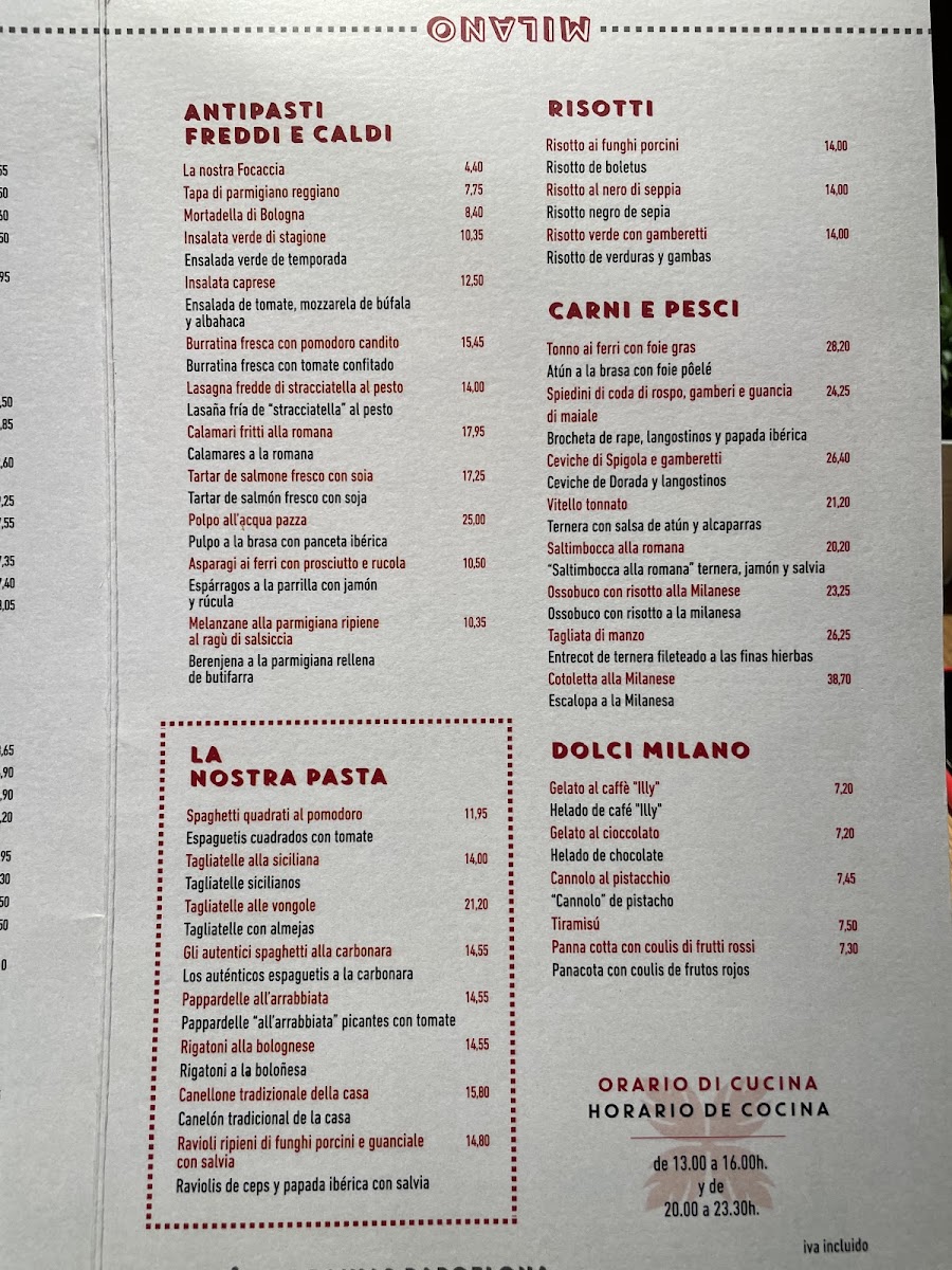 Restaurant BarcelonaMilano Photo Menu 10