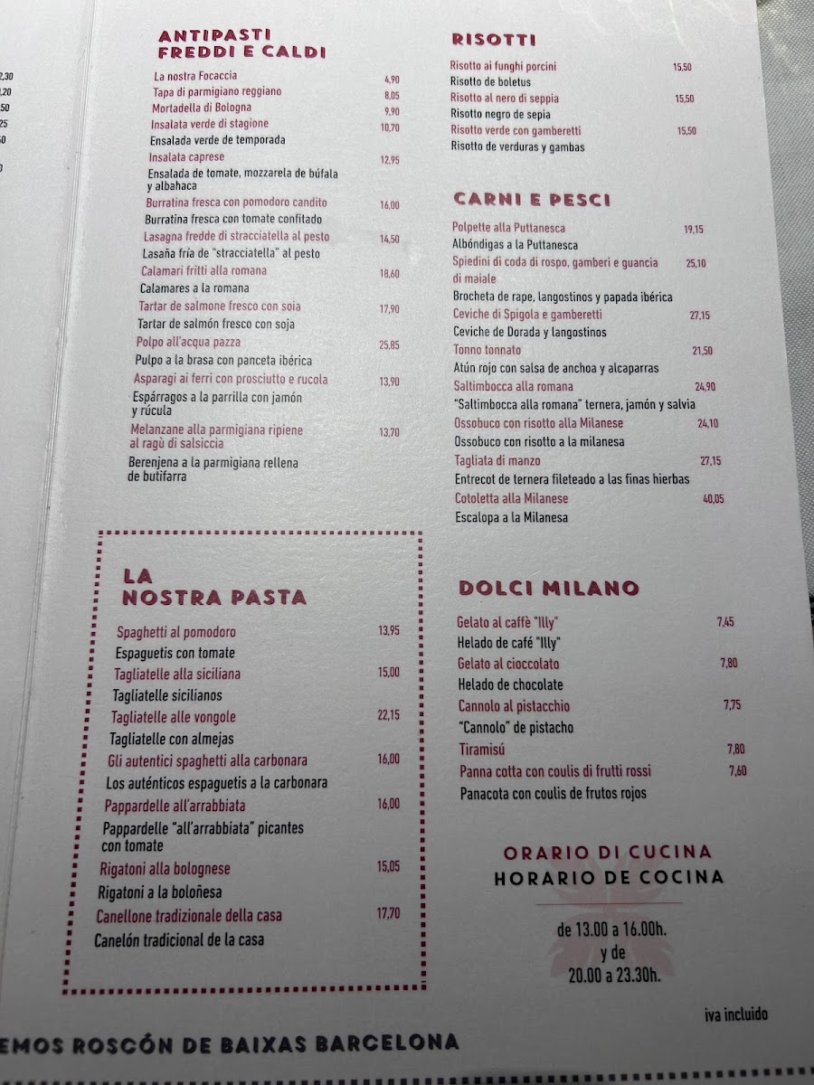 Restaurant BarcelonaMilano Photo Menu 2