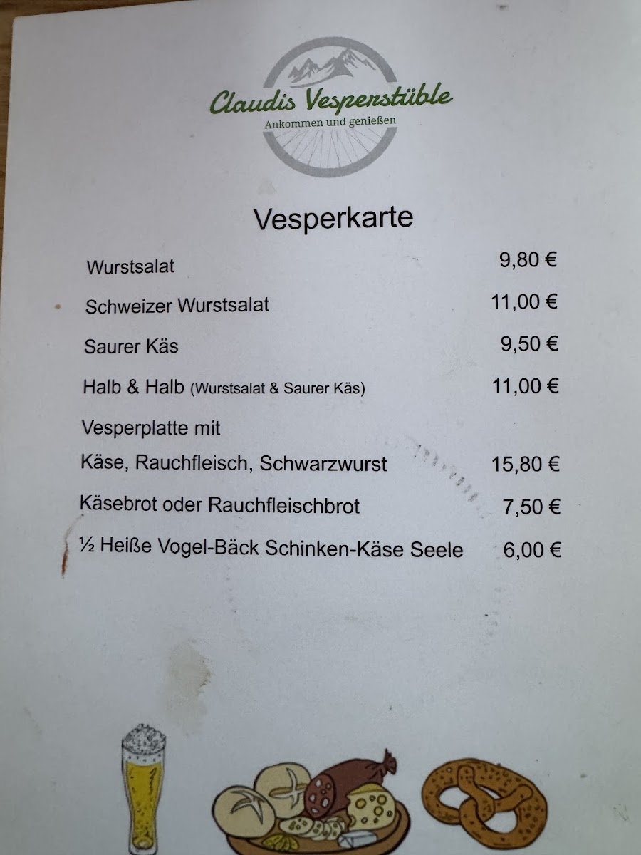 Claudis Vesperstüble Photo Menu 1