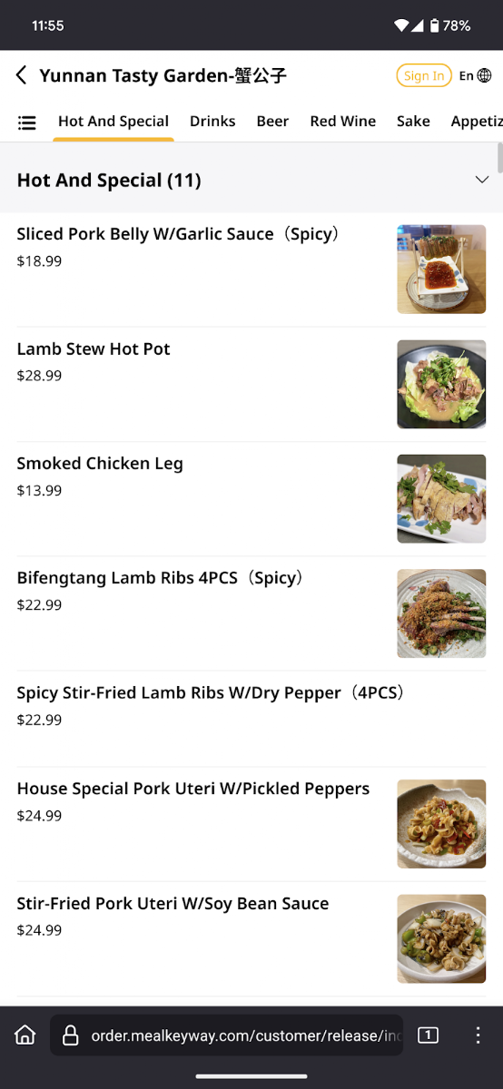 Yunnan Tasty Garden 蟹公子 Photo Menu 4