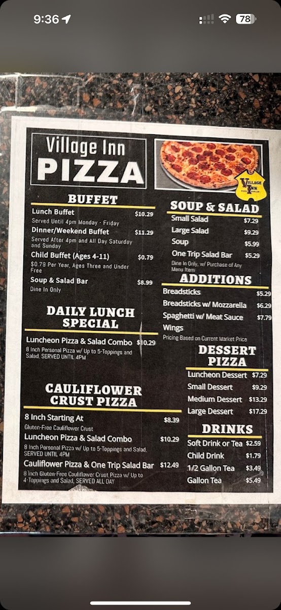 Village Inn Pizza Lenoir Photo Menu 2