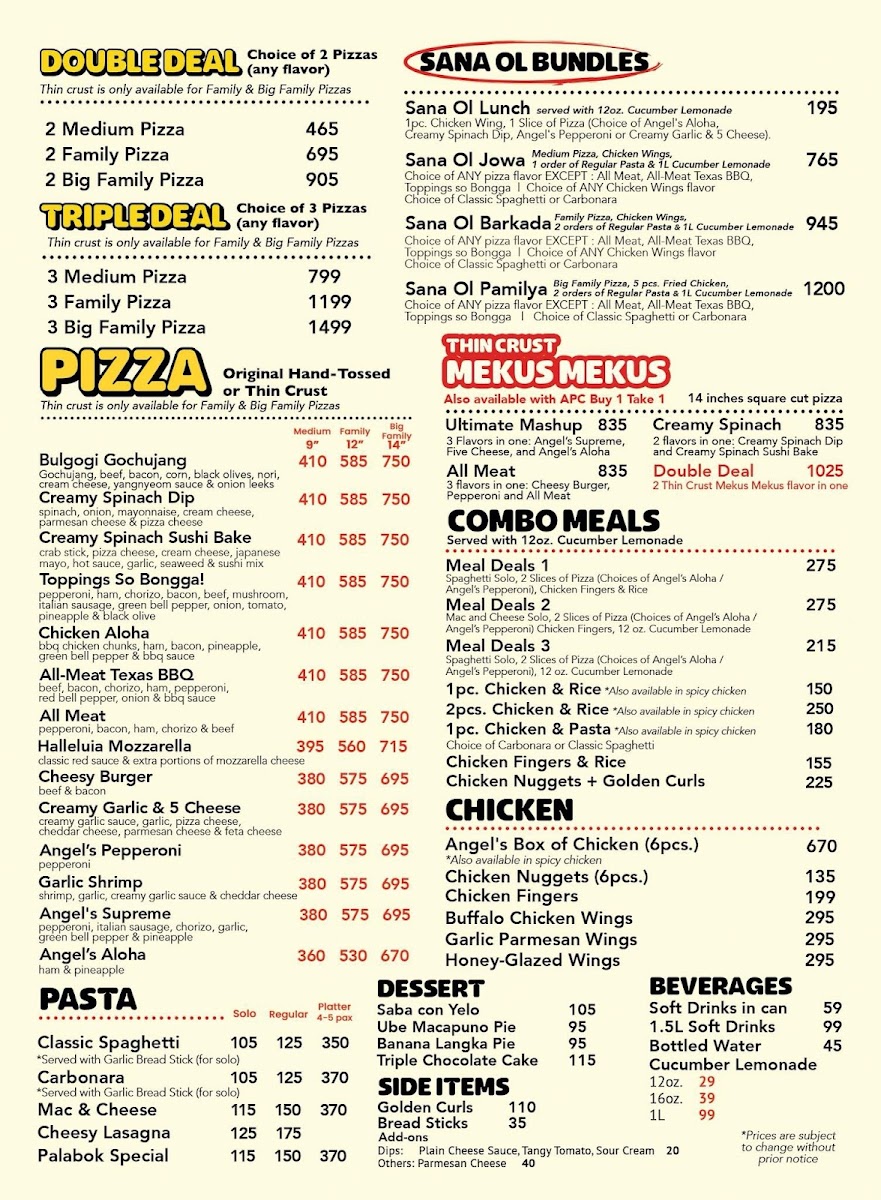 Angel's Pizza San Carlos Photo Menu 1