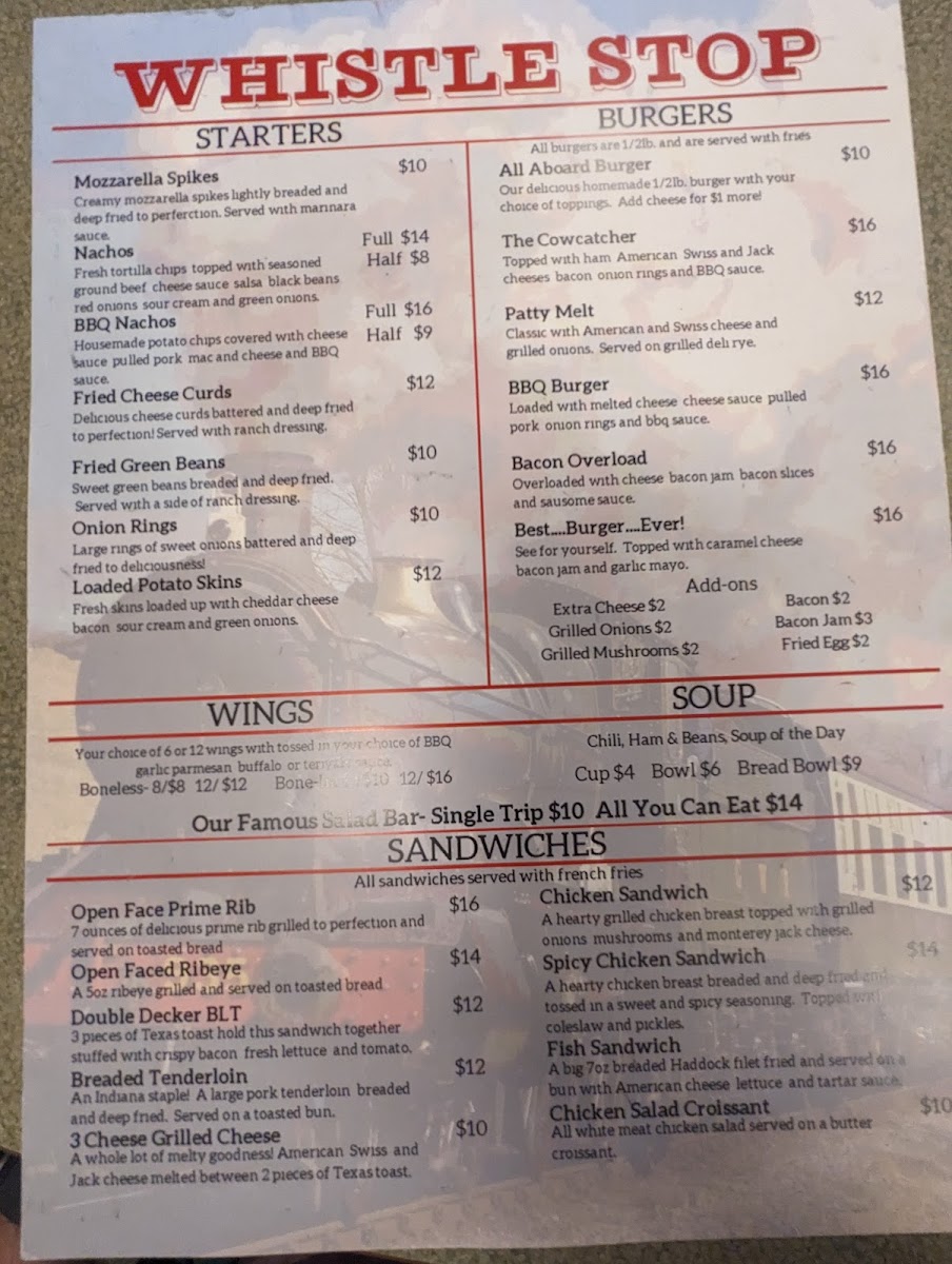 Whistle Stop Restaurant Photo Menu 10
