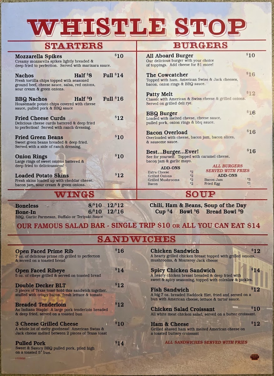 Whistle Stop Restaurant Photo Menu 2