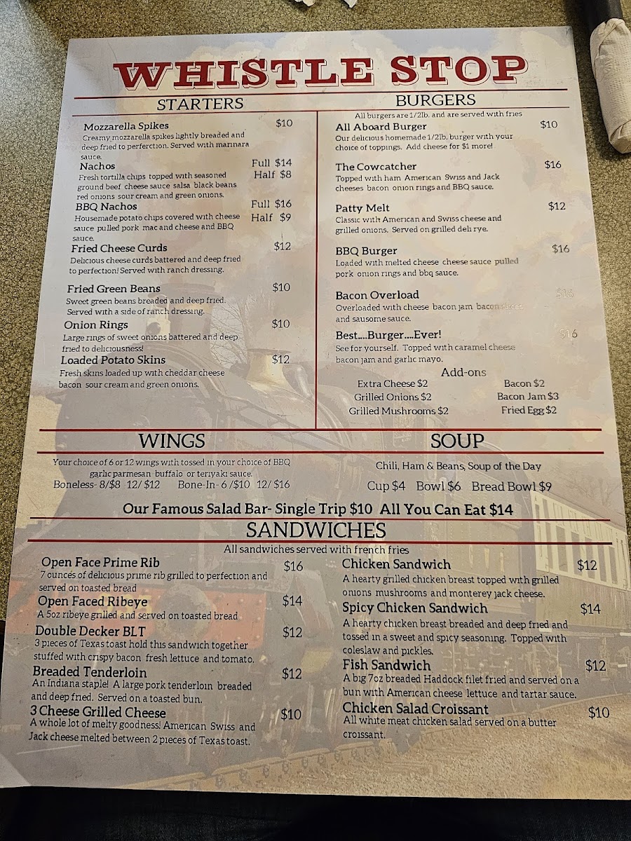 Whistle Stop Restaurant Photo Menu 5
