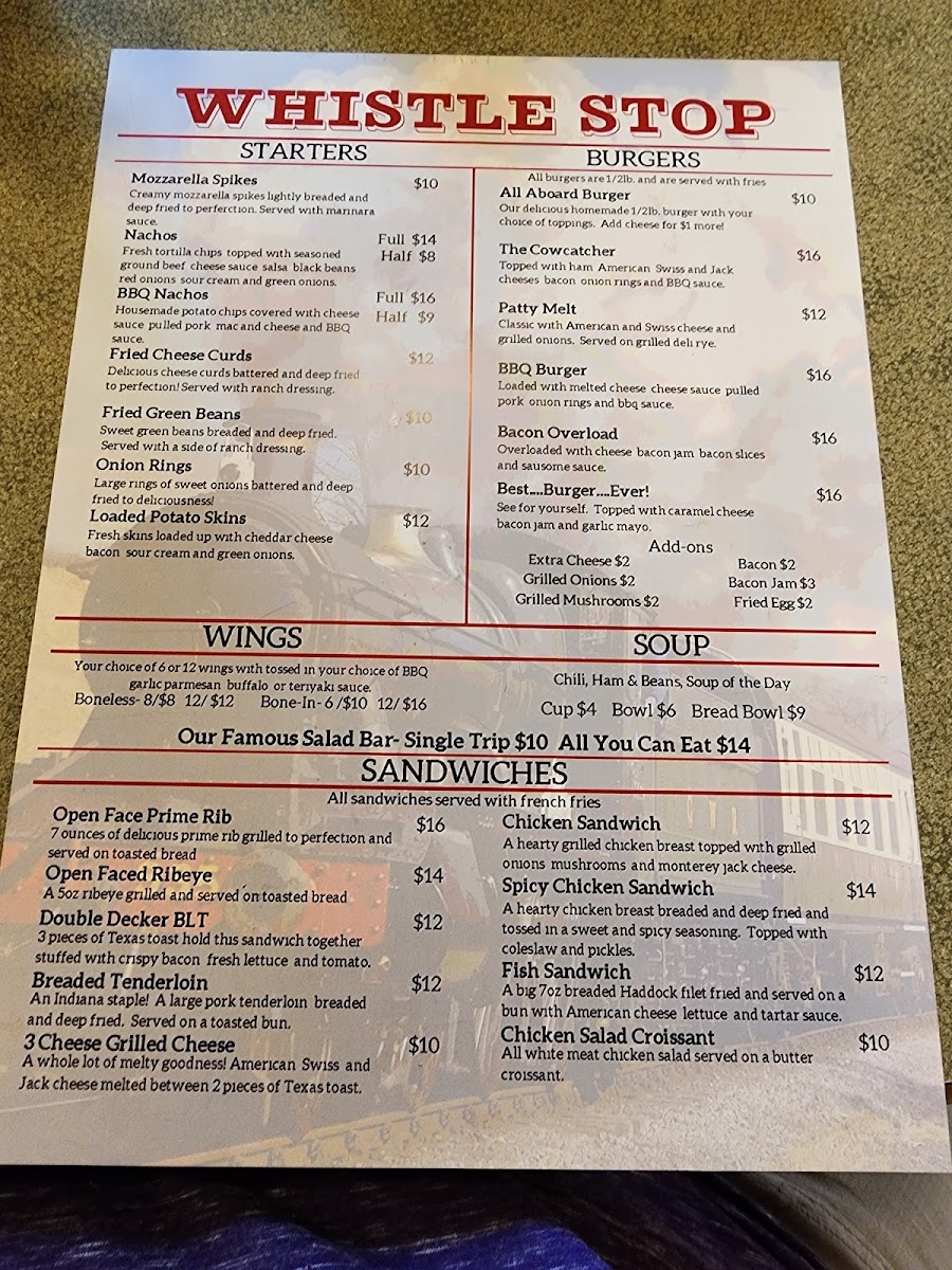 Whistle Stop Restaurant Photo Menu 6