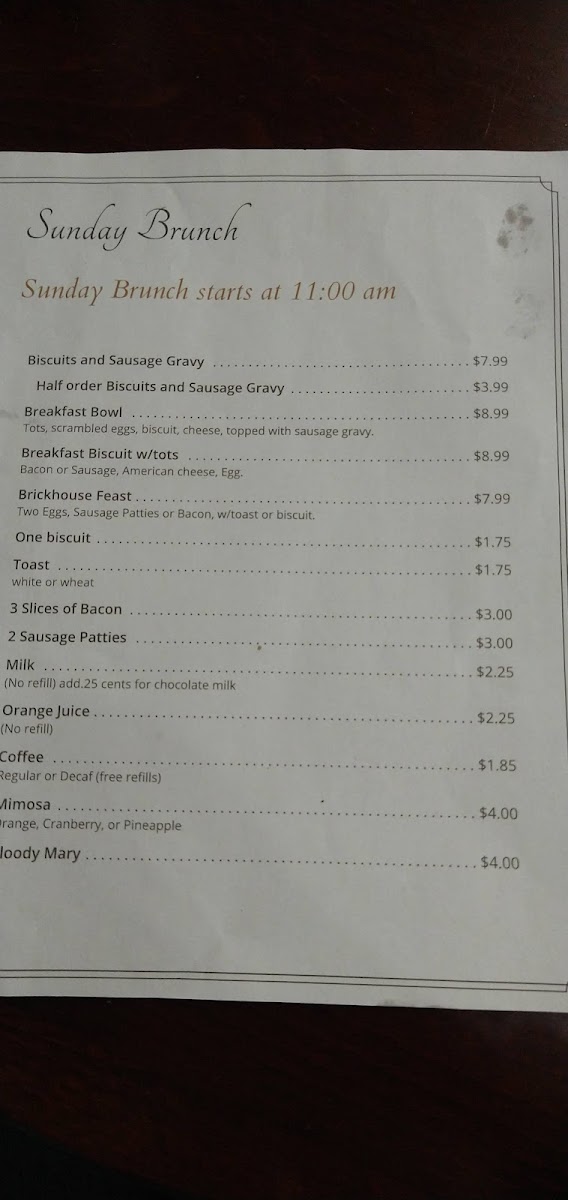 Sugar Creek Brickhouse Photo Menu 3