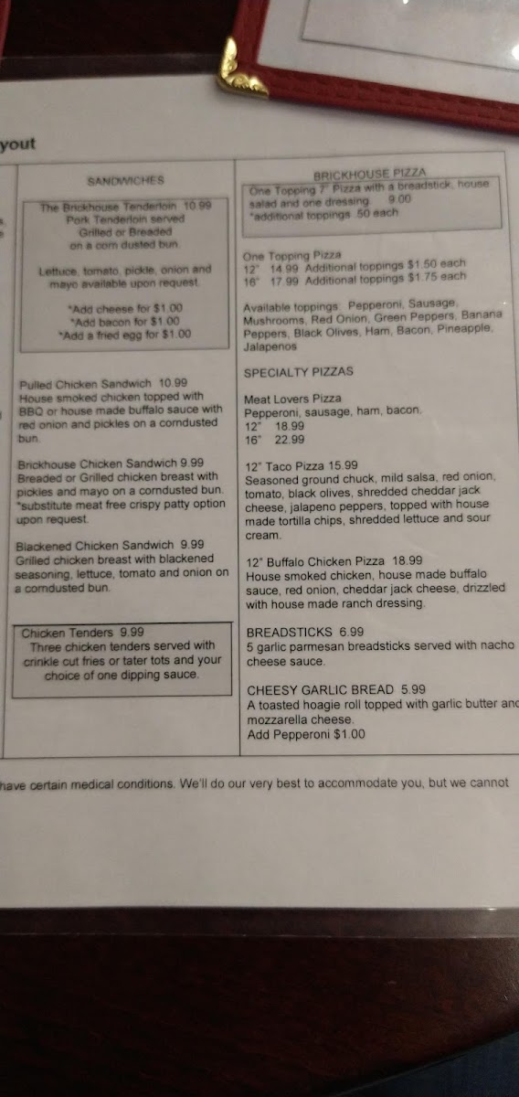 Sugar Creek Brickhouse Photo Menu 5