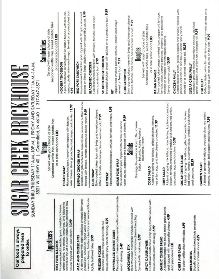 Sugar Creek Brickhouse Photo Menu 9