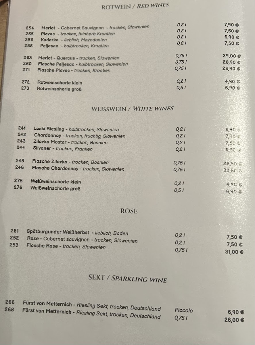 BOSNA Restaurant 'Metzgerstubn' Photo Menu 3