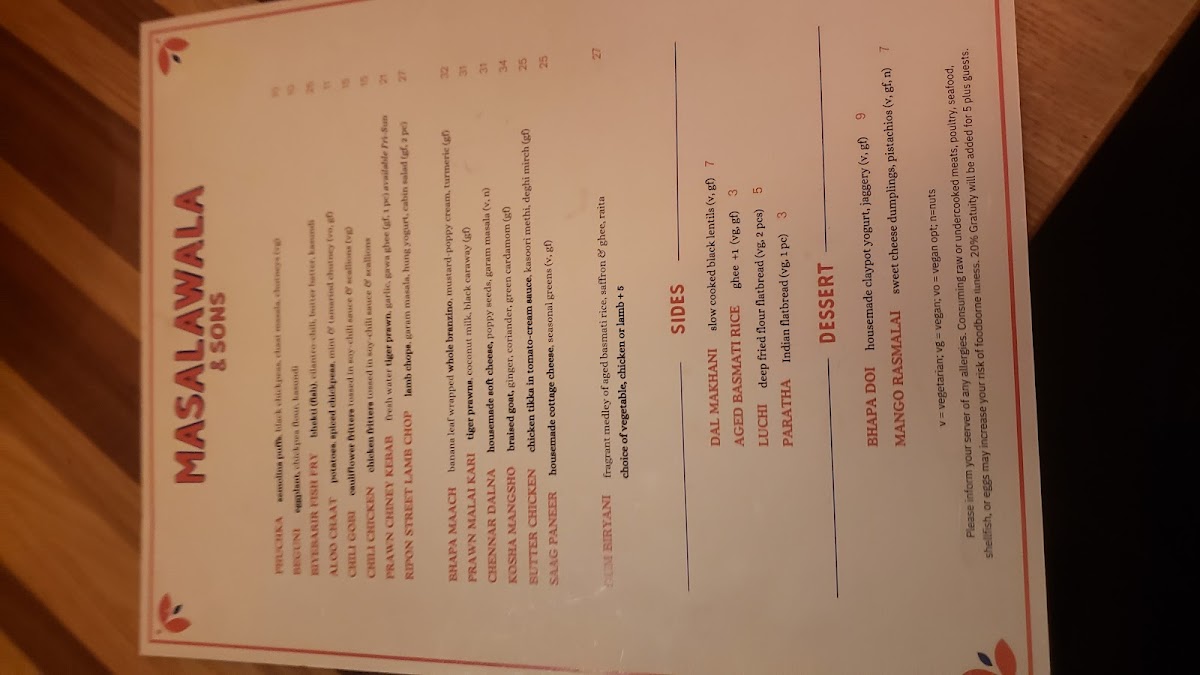 Masalawala & Sons Photo Menu 2