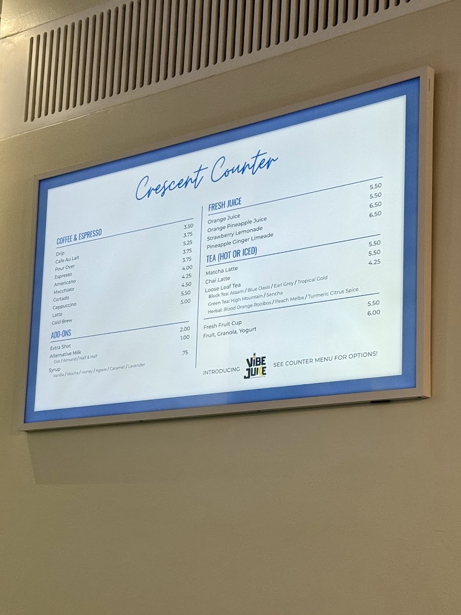 Crescent Counter Photo Menu 3