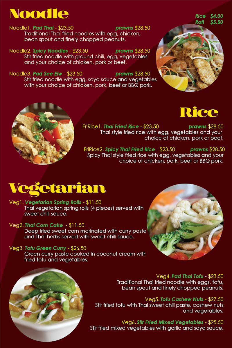 Amazing Thai Restaurant Photo Menu 1