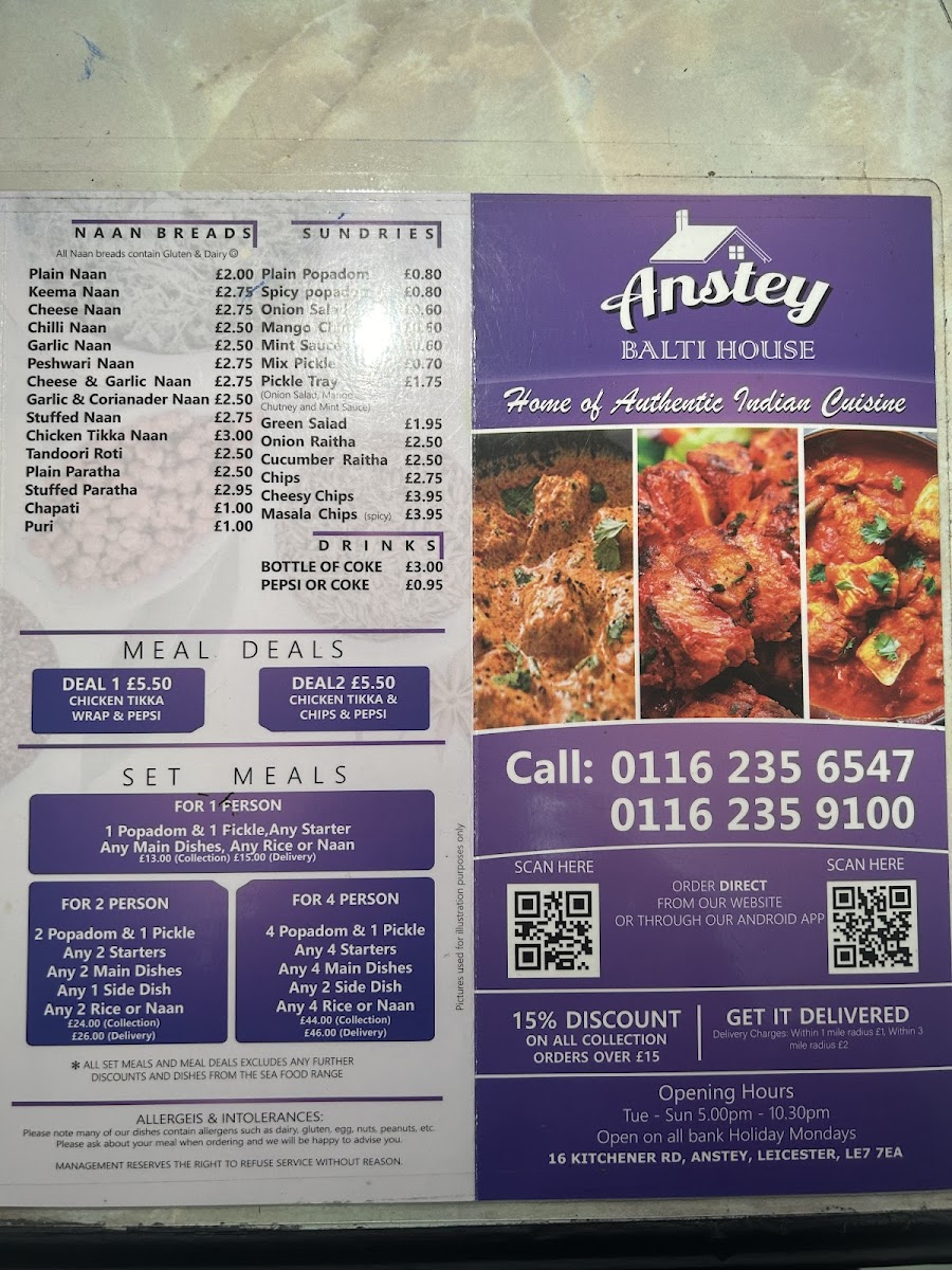 Anstey Balti House Photo Menu 2