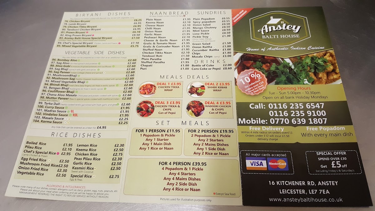 Anstey Balti House Photo Menu 3