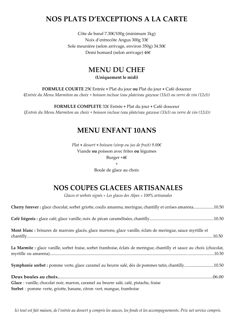 La Marmite - restaurant français Photo Menu 2
