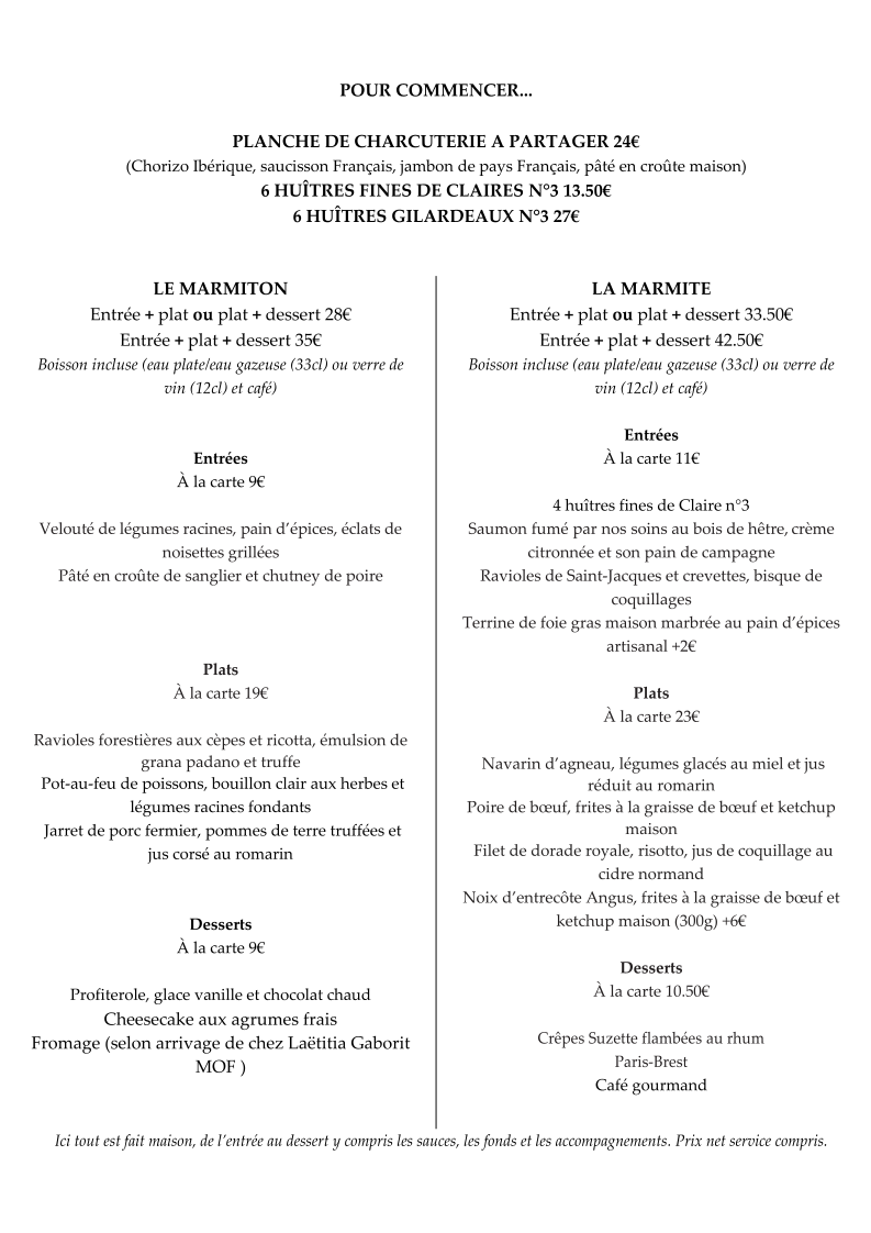 La Marmite - restaurant français Photo Menu 8