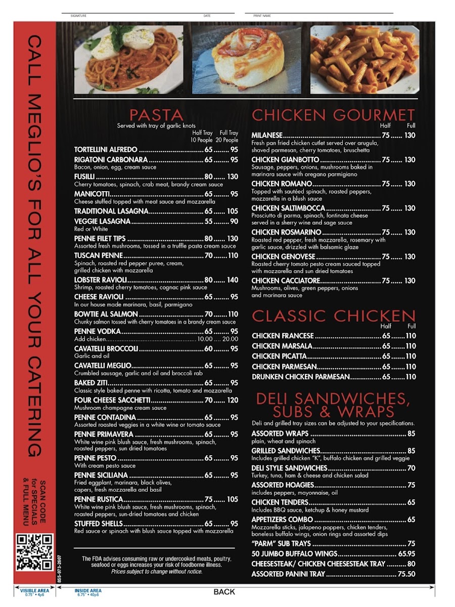 Meglio Pizzeria Photo Menu 1