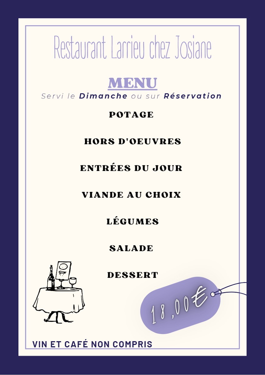 Restaurant Larrieu Chez Josiane Photo Menu 2
