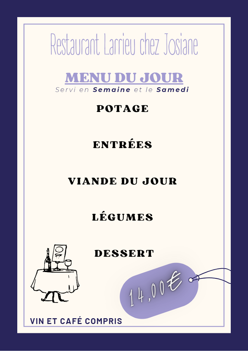 Restaurant Larrieu Chez Josiane Photo Menu 3