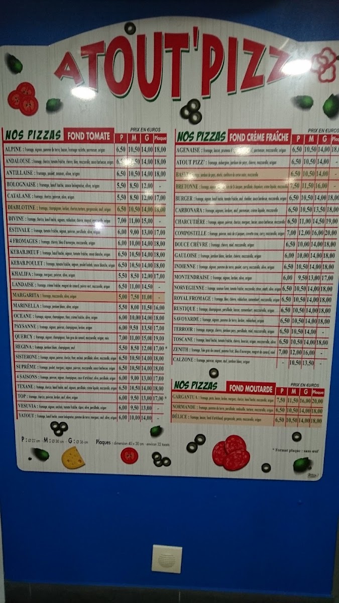 ATOUT PIZZ' MONTENDRE Photo Menu 1