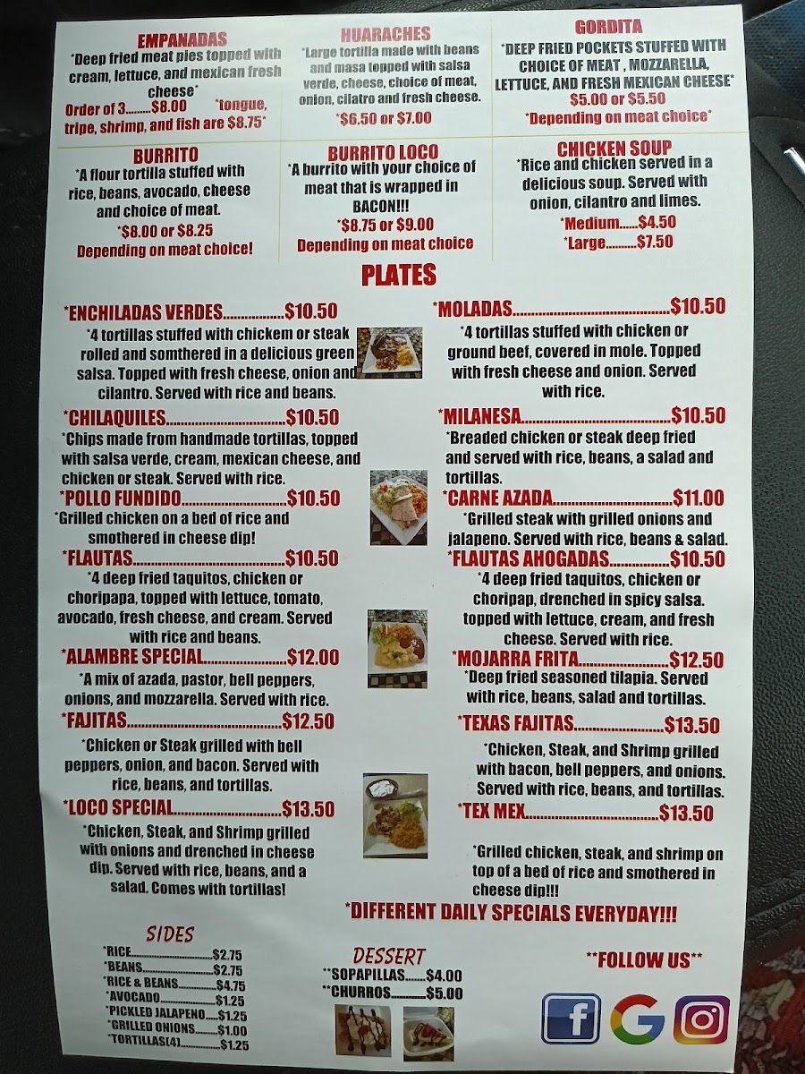 Tacos & tequila Photo Menu 2