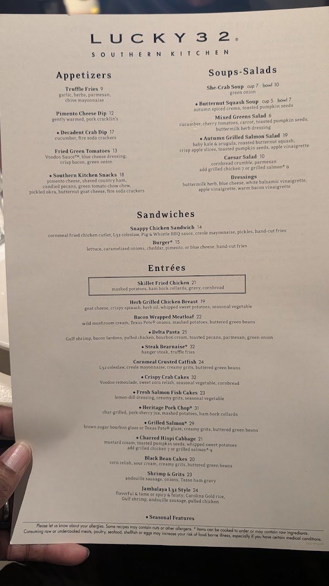 Lucky 32 Southern Kitchen Photo Menu 1