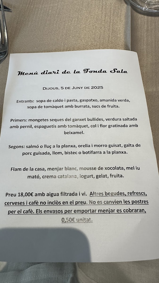 Restaurant Fonda Sala Photo Menu 1